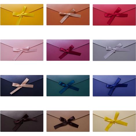 12 Pcs Enveloppes Colorées Enveloppe, Enveloppe Cadeau, Enveloppes Multicolores En Papier Kraft Avec Rubans, Cartes Cadeaux, Papier Nacré Pour Fête, Anniversaire, Mariage, Thanksgiving (22X11cm) (1/5)