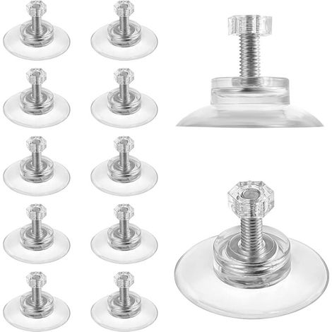 ZVD-Paquete de 12 ventosas roscadas, ganchos para ventana con tornillos y tuercas de metal M5, almohadillas de PVC transparente de alta resistencia, soportes adhesivos resistentes para baño, pared, pu (1/4)