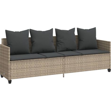 Maison Exclusive - Sonnenliege mit Kissen Hellgrau Poly Rattan