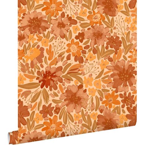 papier peint fleurs terracotta - ESTAhome (1/5)