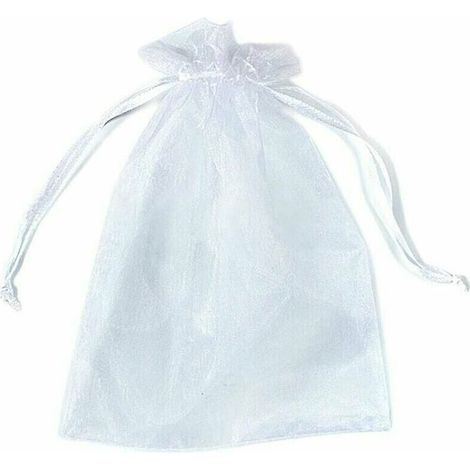 100 Pcs Petits Sacs En Filet Avec Cordon, Sacs-Cadeaux En Organza Avec Cordon De Serrage Pour La Fête De Faveur De Mariage De Noël - Blanc 7x9cm (1/3)