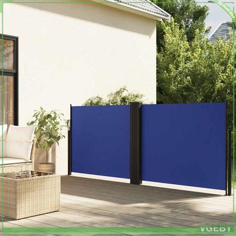 Auvent latéral rétractable - FAFEISY - Rétractable - Bleu - 100x600 cm - Résistant eau & UV (1/5)