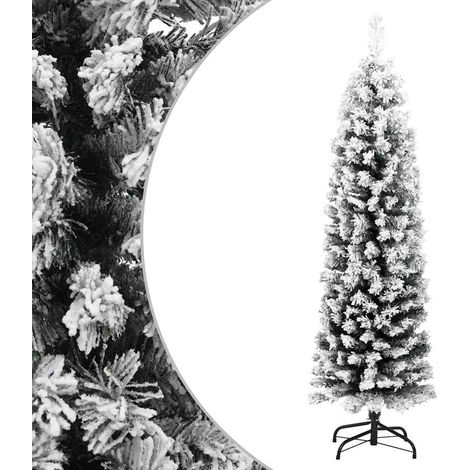 Künstlicher Weihnachtsbaum Schlank mit Schnee Grün 120 cm PVC