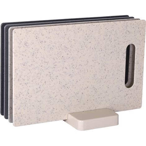 Set di 4 taglieri multiuso in plastica per cucina, set di taglieri multiuso in plastica con supporto per tagliere (1/5)