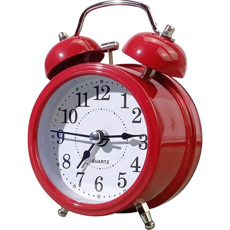 Orologio analogico retrò silenzioso con sveglia, luce notturna integrata, sveglia da comodino, piccola sveglia, a batteria, sveglia in metallo per camera da letto, soggiorno, cucina, rosso