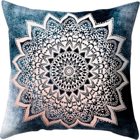 1 Taie d'oreiller 45x45 cm, motif floral mandala, coton doux, fermeture éclair, pour salon et chambre (1/5)
