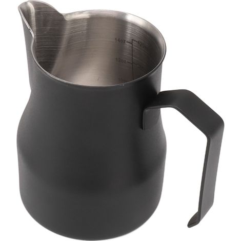 Milchkännchen aus Edelstahl 304 mit Ausgießer, Kaffeemarkierungen, Latte-Tassen für Büro und Arbeit, matt schwarz, 550 ml (1/5)