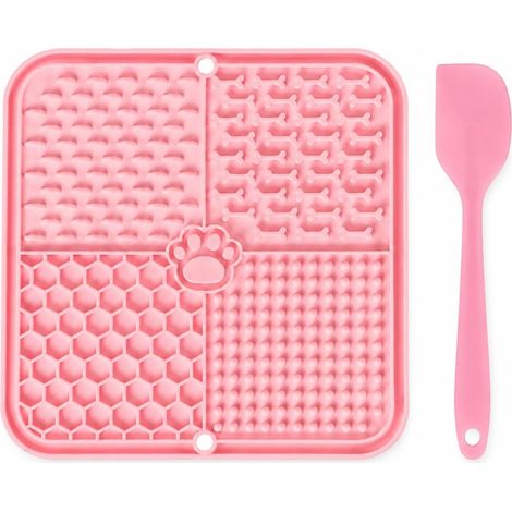 Tapis de Léchage pour Chien et Chat – Lick Mat Anti-Ennui, Tapis d’Occupation Calme pour Friandises, Pâtée, Silicone Lavable, 20 cm (Rose) (1/5)