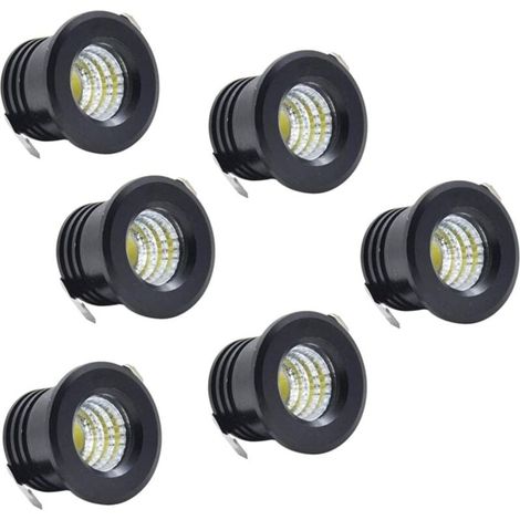 Lot de 6 Mini Spots encastrables au Plafond LED Noirs Mini Spot LED pour plafonnier d'armoire, 3 W, Blanc Chaud-LIAIKI (1/5)