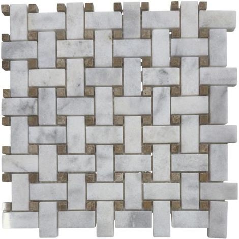 Mosaico - ALBEDO PIERRE - AL-718 - Marmo Bianco - Intreccio Cestino - 30,5x30,5 cm