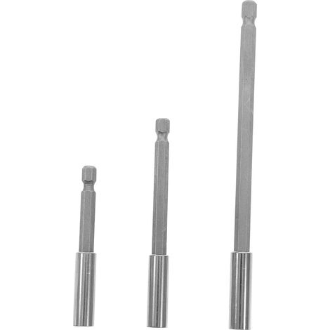 Jeu de Tiges D'expansion pour Embouts 3 Pièces, Acier Carbone Compatibles Queue Hexagonale 1/4 Pouce, Longueurs 2, 36, 3, 94 et 5, 91 Pouces, Finition Argenté (1/5)
