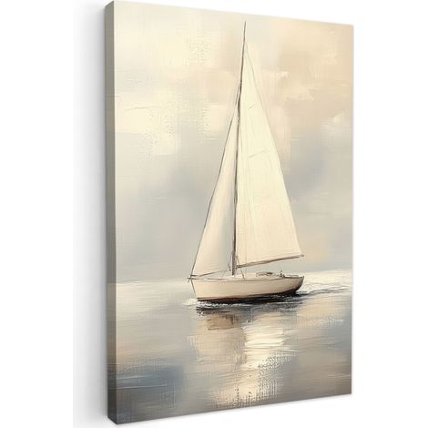 TABLEAU SUR TOILE Voilier - Mer - Nuageux Impression sur Toile 20x30 cm