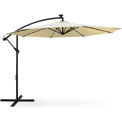 Parasol de jardin MILIN avec éclairage LED beige, Poids 12,7 kg Dimensions L300 x l300 x H245 cm (1/5)