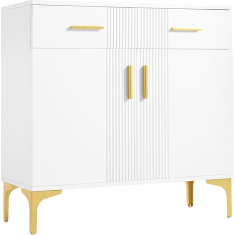 Madia moderna bianca in MDF con 2 ante e 2 cassetti 80 x 35 x 79,5 cm (1/5)