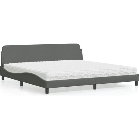 Bett mit Matratze Dunkelgrau 200x200 cm Stoff vidaXL359654 (1/5)