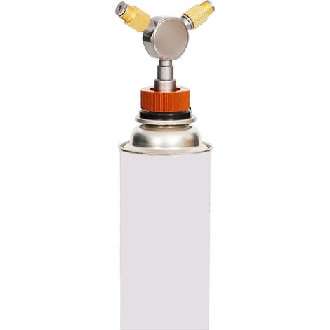 Gasspender für Campingkocher: Wandelt eine Gasflasche in zwei Anschlüsse zum Kochen im Freien und zur Beleuchtung um. (1/5)