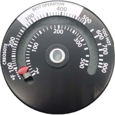 Thermomètre Thermomètre Magnétique pour Poêle à Bois Cheminée Souffleur Thermomètre avec Sonde Maison Haute Sensibilité Grill Thermomètre Noir (1/4)