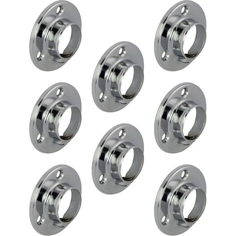 Asta appendiabiti da 8 pezzi, staffe per tubi rotondi in metallo per aste Ø 25 mm Staffa per tubo rotondo per tubo guardaroba e guardaroba cromato lucido