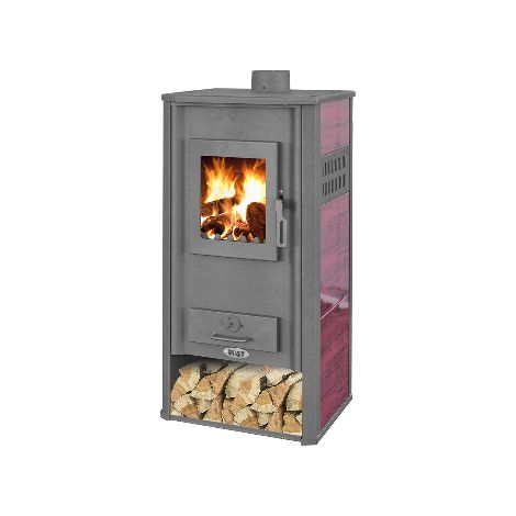 Poêle à bois hydro 20-22 kW – Chargement frontal – Évacuation des fumées supérieure 120 mm – Dimensions L. 49 x P. 46 x H. 105 cm – Classe A