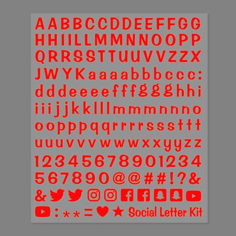 Lettere Adesive Componibili Social - Colore: ROSSO FLUO