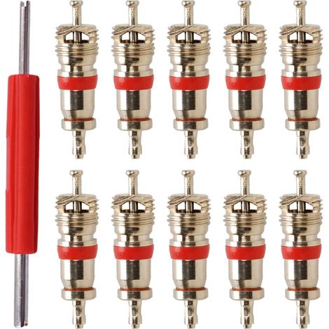 11 Pièces Démonte-obus, Outil double extrémité, Noyaux de valve en laiton, Pour voiture moto vélo (1/5)