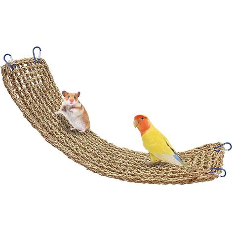 Tapis en jonc de mer avec crochet, hamac pour reptiles, tissé à la main en maille naturelle, accessoire de cage, jouet à mâcher, tapis pour animaux de compagnie, 21 x 5 x 3 cm (1/5)