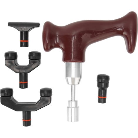 Pistolet de massage musculaire en forme de T, outil ergonomique antidouleur pour jambes et bras, soulagement des tensions profondes - Rouge (1/5)