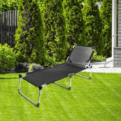 Alu Dreibeinliege schwarz Maße: ca. 207x69,5x38,5 cm