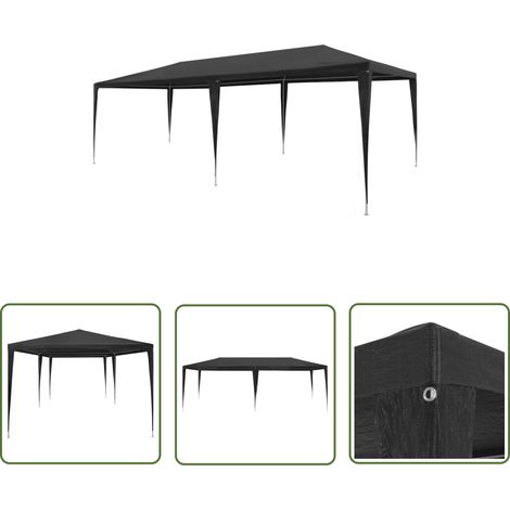 The Living Store Tente de réception 3x6 m PE Anthracite - Tente De Réception - Abri Extérieur - Parasol - Gazebo - Auvent (1/5)