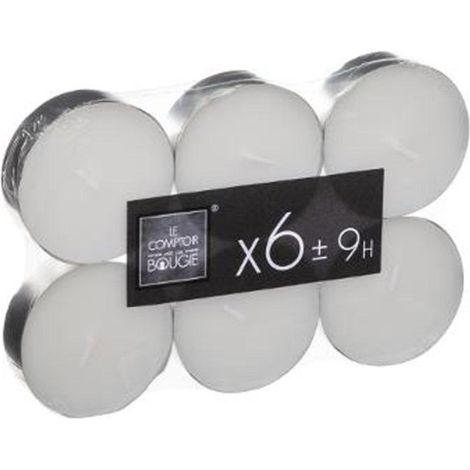Lot de 6 Bougies Chauffe-Plat "Doxy" 5,8cm Blanc (1/2)