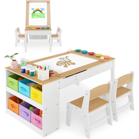 Table enfant,bureau enfant,petit bureau enfant,table enfant avec rangement,table d'art pour enfants,Table à Dessin avec chaises,chevalet d'art,table (1/5)