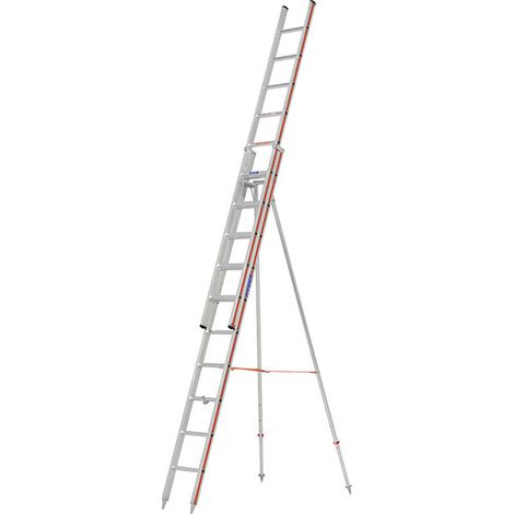 Scala agricola a sfilo in alluminio con piedi regolabil - Altezza massima di lavoro : 6.30m - 3050/2X10