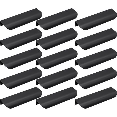 15 pcs Poignée d’Armoire, Invisible Poignées Meuble Tiroir, Poignées de porte Dissimulées Poignée Encastrée Affleurante Pour tiroirs portes d'armoires,Commode, Distance du Trou-96mm
