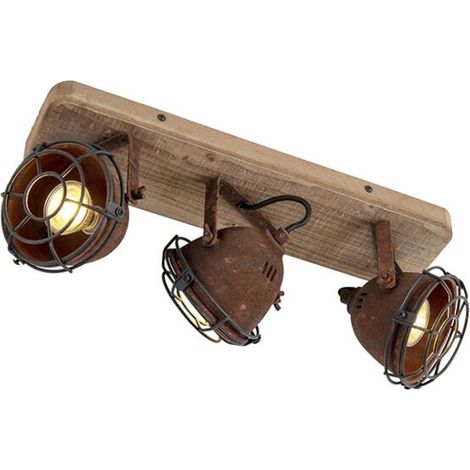 QAZQA + Faretto gina - Industriale - Legno,Acciaio - Ruggine - Oblungo GU10 Max. 3 x 5 Watt (1/4)