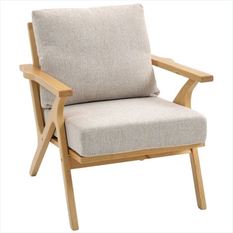 Banc de salle à manger Fauteuil de salon scandinave en tissu lin (1/5)