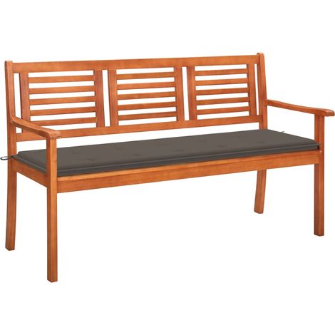 Banc de jardin 3 places avec coussin 150cm Bois d'eucalyptus 17 (1/5)