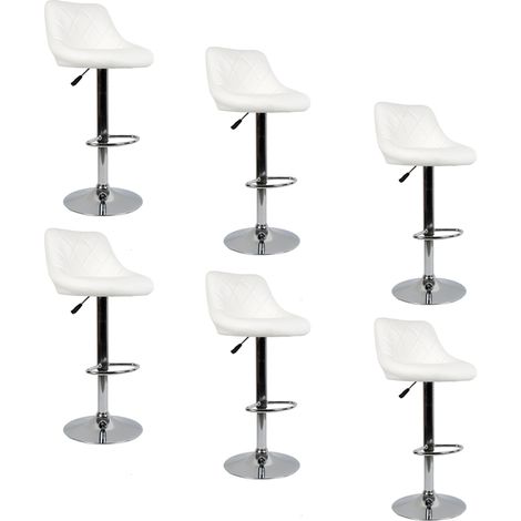 Aqrau  Tabouret Tabouret de bar à dossier en sergé,  blanc 6 pcs