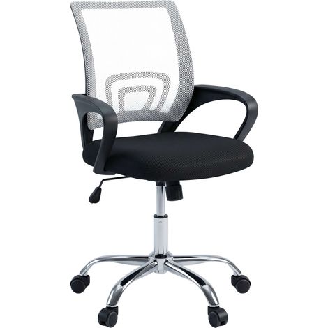 Silla de Oficina o Escritorio Vita, Soporte Lumbar, Malla Transpirable, Reposabrazos Blanco y Negro (1/5)
