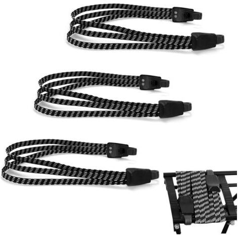 3 Pièces Tendeurs de Bagages Élastique Tendeurs Élastique avec Crochets Sangle de Serrage Vélo pour Fixation de Casque Bagages (1/5)