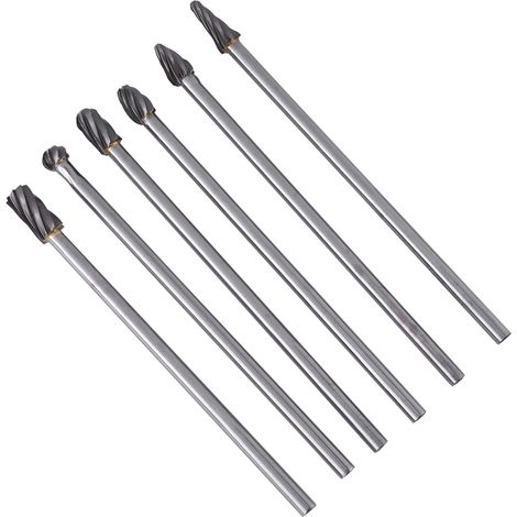 Jeu de 6 fraises rotatives en carbure de tungstène pour aluminium, queue de 6 mm, diamètre de coupe de 10 mm (1/5)