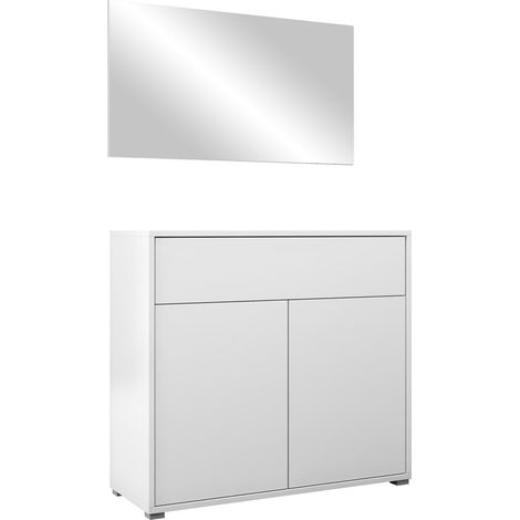 Conjunto para recibidor Comfivo Tutela VI, Blanco, 0x0x0cm, Espejo, Aglomerado laminado, Colocada