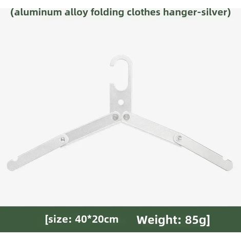 Cintre pliable en alliage d'aluminium argenté pour la maison, le camping et les voyages. Outil EDC portable. (1/4)