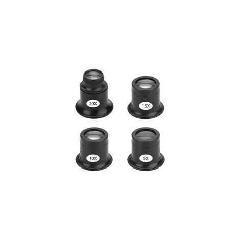 Lot de 4 loupes de bijoutier portables,loupes d'horloger différentes puissances,5x,10x,15x,20x oeil portant des loupes bijoutier montre horloge réparation réparation loupe kits (1/5)