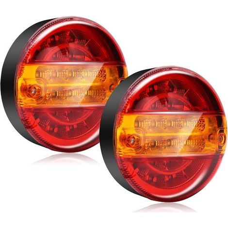 20 luces traseras LED para remolques - Redondas de 12 V - Rojo/Ámbar (1/5)