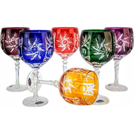 Copas de vino de cristal de colores 280 ml Molinillo de aceitunas - Hecho a mano, marca registrada MaRika (1/5)