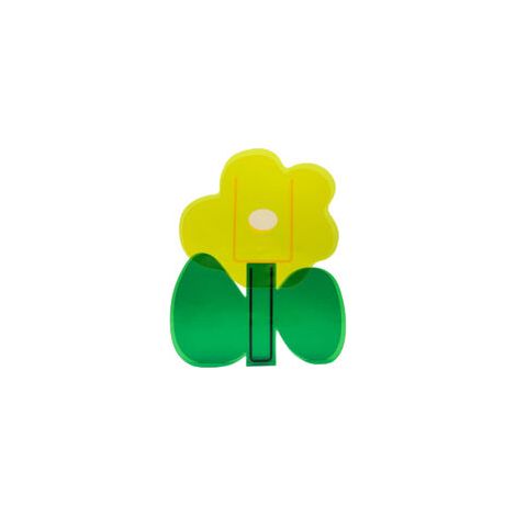 Vase décoratif en acrylique – Fleur jaune avec feuilles vertes – Objet décoratif lumineux pour table et étagère (1/5)