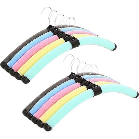 Lot de 10 cintres en mousse colorés, antirouille et résistants, format compact, parfaits pour suspendre les blazers et chemises. (1/4)