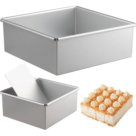 Moule à gâteau carré en aluminium anodisé, 2 pièces 6+8 pouces, avec fond amovible, antiadhésif, pour gâteaux, brownies et lasagnes. (1/5)