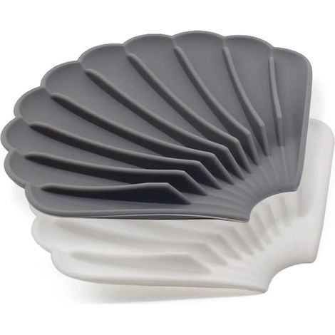 Jabonera de drenaje para ducha, gruesa, antideslizante, plegable, para lavabo, ducha, baño y cocina, 2 unidades (gris y blanco)
