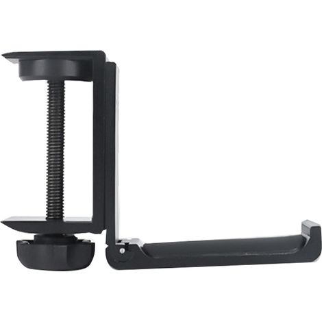 Support pliable pour casque audio, fixation murale en aluminium, crochet de serrage sous bureau, gain de place, installation simple et utilisation facile (1/5)